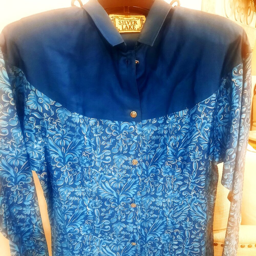 NWT Rare Vintage Women's Wrangler Western Wear Silver Lake Button Up Blouse
